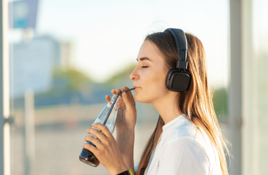 woman drinking soda